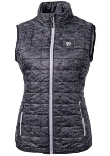 Womens K-State Wildcats Black Cutter and Buck Rainier PrimaLoft Printed Puffer Vest