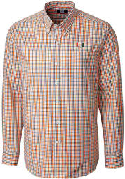 Cutter and Buck Miami Hurricanes Mens Orange Gilman Long Sleeve Dress Shirt
