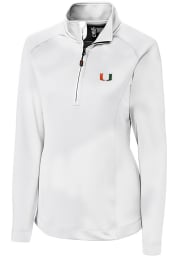 Cutter and Buck Miami Hurricanes Womens White Jackson 1/4 Zip Pullover