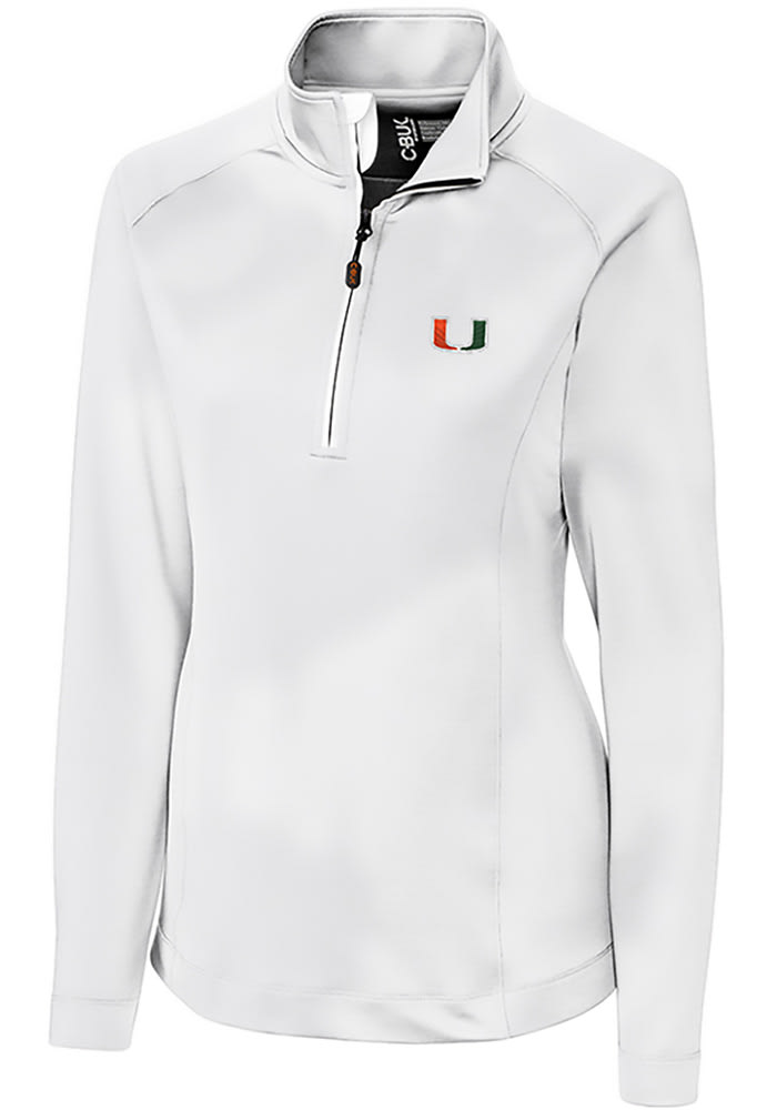 Cutter and Buck Miami Hurricanes Womens White Jackson 1/4 Zip Pullover