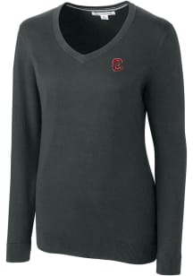 Cutter and Buck Cornell Big Red Womens Charcoal Lakemont Long Sleeve Sweater