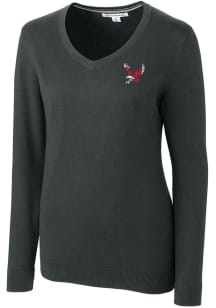 Cutter and Buck Eastern Washington Eagles Womens Charcoal Lakemont Long Sleeve Sweater