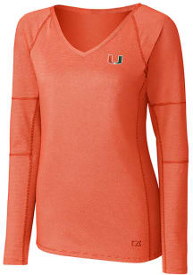 Cutter and Buck Miami Hurricanes Womens Orange Victory Long Sleeve T-Shirt