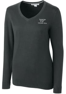 Cutter and Buck Virginia Tech Hokies Womens Charcoal Lakemont Long Sleeve Sweater
