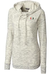 Cutter and Buck Miami Hurricanes Womens White Tie Breaker Hooded Sweatshirt