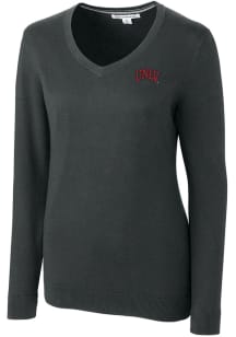 Cutter and Buck UNLV Runnin Rebels Womens Charcoal Lakemont Long Sleeve Sweater