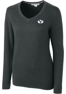 Cutter and Buck BYU Cougars Womens Charcoal Lakemont Long Sleeve Sweater