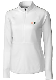 Cutter and Buck Miami Hurricanes Womens White Pennant Sport 1/4 Zip Pullover