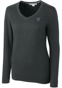 Cutter and Buck Villanova Wildcats Womens Charcoal Lakemont Long Sleeve Sweater