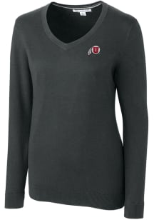 Cutter and Buck Utah Utes Womens Charcoal Lakemont Long Sleeve Sweater