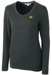 Cutter and Buck Michigan Wolverines Womens Charcoal Lakemont Long Sleeve Sweater