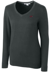 Cutter and Buck Arkansas Razorbacks Womens Charcoal Lakemont Long Sleeve Sweater