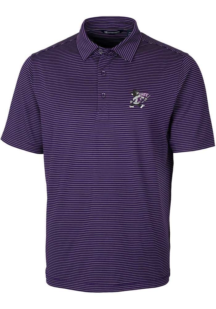 Cutter and Buck K-State Wildcats Mens Purple Forge Pencil Stripe Short Sleeve Polo