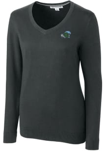 Cutter and Buck Tulane Green Wave Womens Charcoal Lakemont Long Sleeve Sweater