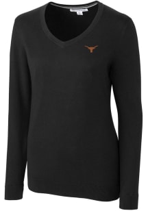Cutter and Buck Texas Longhorns Womens Black Lakemont Long Sleeve Sweater