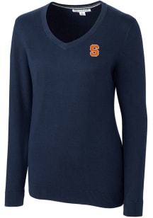 Cutter and Buck Syracuse Orange Womens Navy Blue Lakemont Long Sleeve Sweater