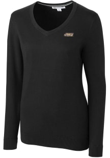 Cutter and Buck James Madison Dukes Womens Black Lakemont Long Sleeve Sweater