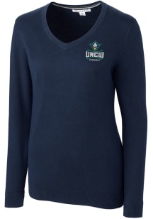 Cutter and Buck UNCW Seahawks Womens Navy Blue Lakemont Long Sleeve Sweater