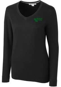 Cutter and Buck North Texas Mean Green Womens Black Lakemont Long Sleeve Sweater
