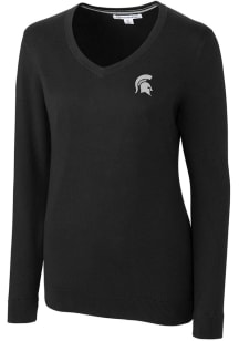 Cutter and Buck Michigan State Spartans Womens Black Lakemont Long Sleeve Sweater