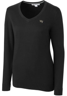 Cutter and Buck Wake Forest Demon Deacons Womens Black Lakemont Long Sleeve Sweater