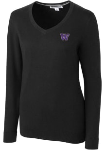 Cutter and Buck Washington Huskies Womens Black Lakemont Long Sleeve Sweater