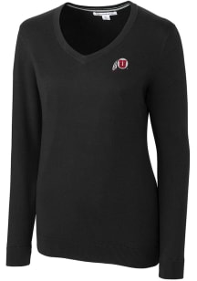 Cutter and Buck Utah Utes Womens Black Lakemont Long Sleeve Sweater