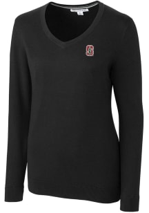 Cutter and Buck Stanford Cardinal Womens Black Lakemont Long Sleeve Sweater