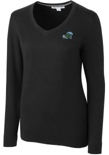 Cutter and Buck Tulane Green Wave Womens Black Lakemont Long Sleeve Sweater