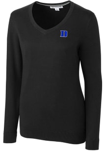 Cutter and Buck Duke Blue Devils Womens Black Lakemont Long Sleeve Sweater