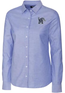 Cutter and Buck Memphis Tigers Womens Stretch Oxford Long Sleeve Blue Dress Shirt
