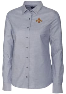 Cutter and Buck Iowa State Cyclones Womens Stretch Oxford Long Sleeve Charcoal Dress Shirt