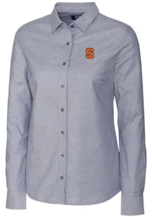 Cutter and Buck Syracuse Orange Womens Stretch Oxford Long Sleeve Charcoal Dress Shirt
