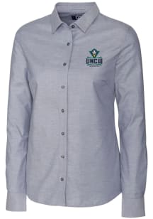 Cutter and Buck UNCW Seahawks Womens Stretch Oxford Long Sleeve Charcoal Dress Shirt