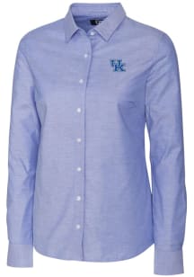 Cutter and Buck Kentucky Wildcats Womens Stretch Oxford Long Sleeve Blue Dress Shirt
