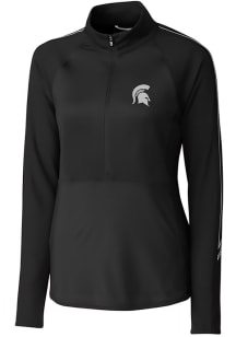 Cutter and Buck Michigan State Spartans Womens Black Pennant Sport 1/4 Zip Pullover