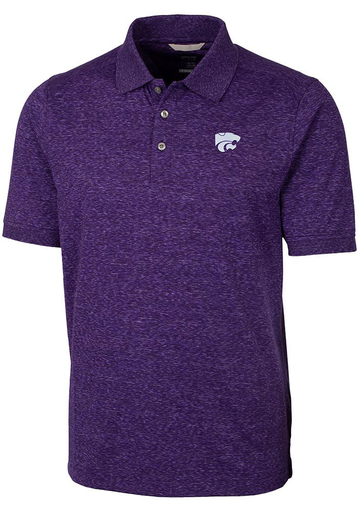 Cutter and Buck K-State Wildcats Mens Purple Advantage Space Dye Short Sleeve Polo