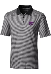 Cutter and Buck K-State Wildcats Mens Black Forge Tonal Stripe Polo Short Sleeve Polo