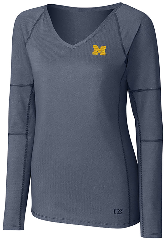 Cutter and Buck Michigan Wolverines Womens Navy Blue Victory LS Tee