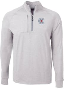 Cutter and Buck Chicago Cubs Mens Grey City Connect Adapt Eco Big and Tall 1/4 Zip Pullover