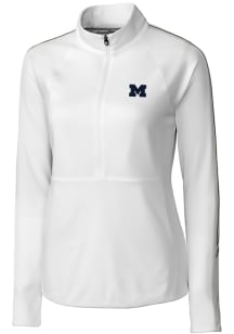 Cutter and Buck Michigan Wolverines Womens White Pennant Sport 1/4 Zip Pullover