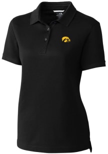 Cutter and Buck Iowa Hawkeyes Womens Black Advantage Pique Short Sleeve Polo Shirt