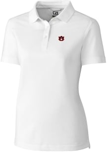 Cutter and Buck Auburn Tigers Womens White Advantage Pique Short Sleeve Polo Shirt