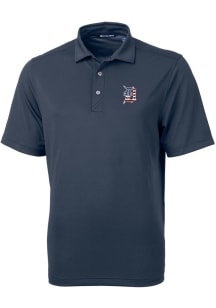 Cutter and Buck Detroit Tigers Mens Navy Blue Virtue Eco Pique Big and Tall Polos Shirt
