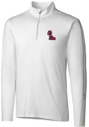 Cutter and Buck Ole Miss Rebels Mens White Pennant Sport Long Sleeve 1/4 Zip Pullover