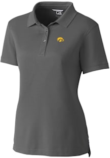 Cutter and Buck Iowa Hawkeyes Womens Grey Advantage Pique Short Sleeve Polo Shirt