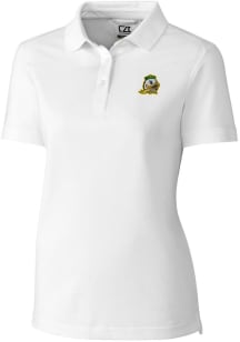 Cutter and Buck Oregon Ducks Womens White Advantage Pique Short Sleeve Polo Shirt