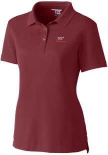 Cutter and Buck Virginia Tech Hokies Womens Red Advantage Pique Short Sleeve Polo Shirt