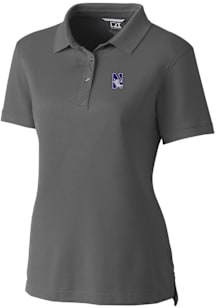 Cutter and Buck Northwestern Wildcats Womens Grey Advantage Pique Short Sleeve Polo Shirt