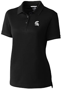 Cutter and Buck Michigan State Spartans Womens Black Advantage Pique Short Sleeve Polo Shirt